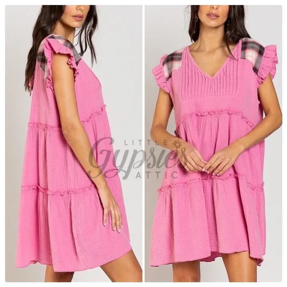 POL Baby Doll Grunge Double Gauze Mini Dress - Picture 7 of 14